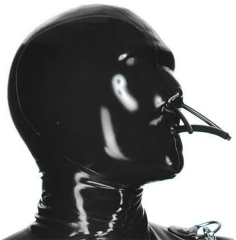FIXCOR Latex Maske Sexy Vollmaske mit Schnorchel Extrem Erstickung Bondage Maske Sklave Fetisch Maske Handgefertigt BDSM Maske Erotische Kopfmaske für Cosplay Halloween Maske Sexspielzeug,XL