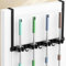 MOREMOCO Besenhalterung Wand über der Tür, Besenhalter Gerätehalter Wandhalterung Edelstahl Besen Mop Halter Selbstklebend Werkzeughalter Organizer mit 4 Halter und 3 Haken 1PCS