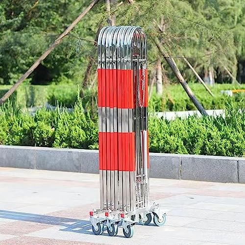 JDSHFEN Faltbares Sicherheitstor Edelstahlzaun - Flexibles ausziehbares Zauntor einziehbarer Zaun - Absperrscherentor für den Außenbereich mit Rollen 11 x 5 m，1,1 x 6 m