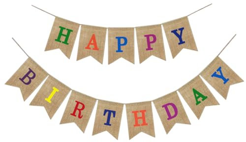 Pancarta Feliz Cumpleaños, Guirnalda Happy Birthday, Feliz Cumpleaños Decoracion, Happy Birthday Banner de Lino, Cartel Feliz Cumpleaños, Banner para Bautismo Cumpleaños Fiesta Decoración