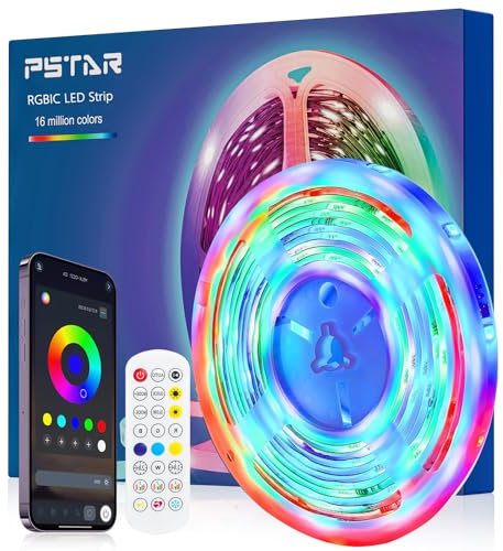 PSTAR LED TV Hintergrundbeleuchtung 4M, RGBIC Led Strip mit App-Steuerung und Upgrade 2.4G RF Fernbedienung für 50 bis 70 Zoll TV und PC, Music Sync, USB-Betrieb, Eingebaut-IC, for TV PC Dekoration