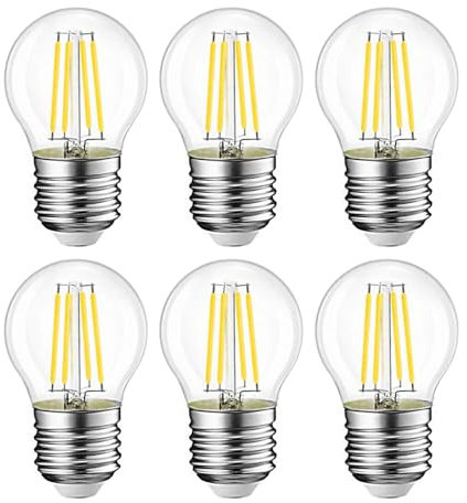 EXTRASTAR Lot de 6 Ampoule LED Standard E27 4W équivalent à 40W, Ampoule led e27 Vintage 470LM, 2700K Couleur Blanc Chaud Claire, Verre, 6 Pièces