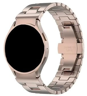 Grand H Bracelet de montre en acier inoxydable for Compatible avec Samsung Galaxy Watch 7 6 5 4 44mm 40mm/6Classic 47mm 43mm/5Pro 45mm/4 Classic 42mm 46mm for homme sans espaces(Rose gold,For Galaxy W