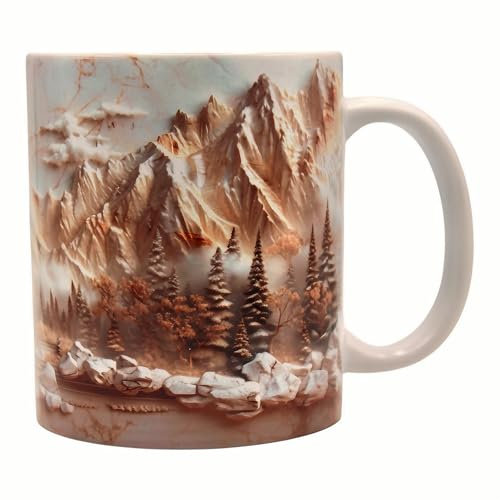 Shopi Zone Tasse en céramique avec paysage de montagne - Scène naturelle en relief