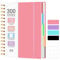 A5 Notebook, Notepad, A5 Notebook with Dividers, 300 Pages 100GSM Thick Wirebound Spiral Notebooks for Writing, PVC Hardcover Note Book for Work Office School, 21.5 x 15.8cm,Pink