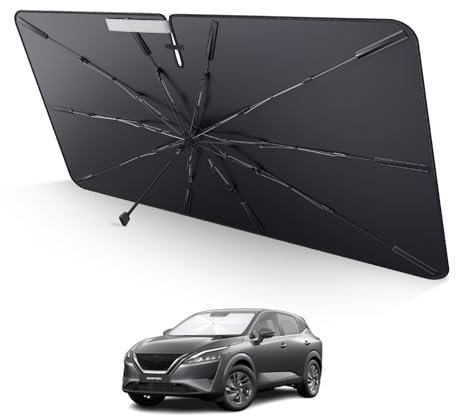 LUWU Parasol Paraguas Coche Compatible con Nissan Qashqai J11 2014-2021 Delantero Parabrisas Parasol Coche Paraguas Plegable Protección UV Qashqai J11 Accesorios