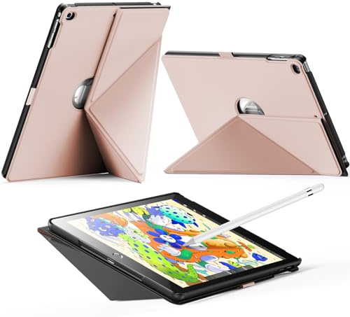 INFILAND Funda para iPad 6ª/5ª generación (2018/2017), iPad Air 2/1 (9.7 Pulgadas), Funda Protectora magnética de Origami Delgada con Soporte para lápices,Encendido y Apagado (Oro Rosa)