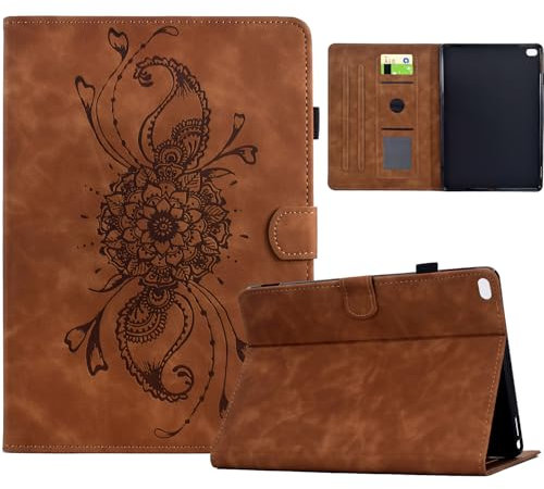Coque pour iPad 6ème/5ème génération 9,7 Pouces 2017/2018 / iPad Air 2, Support Multi-Angle PU Cuir Étui Housse de Protection Souple en TPU avec Veille/Réveil Automatique (Brun)