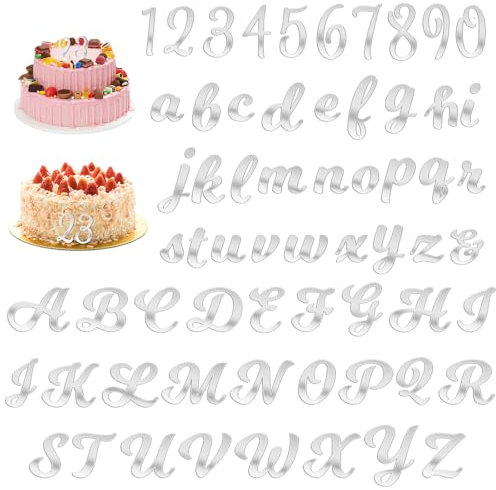 64 Stück Buchstaben Tortendeko Acryl Tortendeko 0-9 und A-Z Großbuchstaben Kleinbuchstaben Spiegelbuchstaben Zahlen Tortenaufsatz Zahlen Kuchen Deko für Geburtstag Hochzeit Jubiläum Party Feier