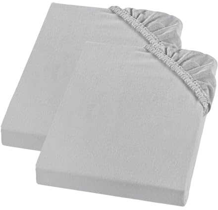 sleepling Biber Spannbetttuch 2er Set, Feinbiber Spannbettlaken, Made in Germany, 100% Baumwolle, Matratzen bis 23 cm Höhe, Rundum Gummizug, Ökotex, Kochfest 95 Grad, Doppelpack 90 x 200, grau