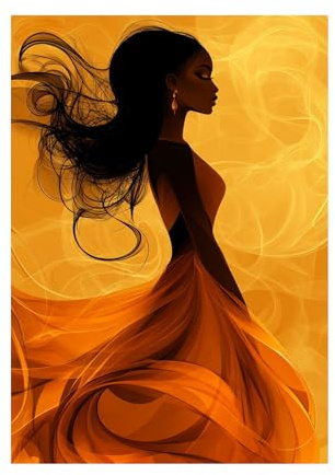 BOHUO ImpriméE De Femmes Noires Africaines Peinture Sur Toile Portrait abstrait Moderne Tableau Peintures Murale Pour Salon Chambre Decoration(Jaune 74)-50x70cm Sans cadre