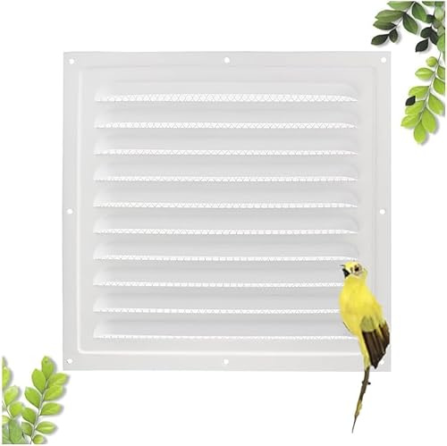 Griglia di ventilazione, Granmagazz, copertura di ventilazione in metallo, colore bianco, per camino, ventilazione con griglia di protezione dagli insetti, per soffitti da cucina e bagno, 25 x 25 cm