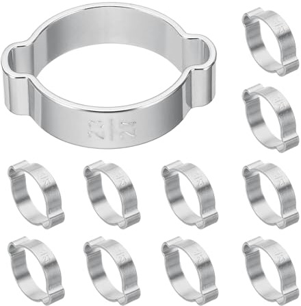 PATIKIL 12 Stück Doppelohr Schlauchschelle 23-27mm 304 Edelstahl | O Clip Crimp Ringe Rohrschellen, Für Kraftstoff Benzin Schlauch Rohr Verbindungen