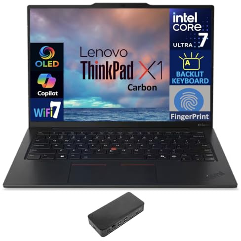 Lenovo ThinkPad X1 Carbon Gen 13 Business Laptop 14.0 OLED 2.8K Display (Intel Ultra 7-268V, 32GB LPDDR5X, 4TB PCIe SSD, Intel Arc 140V, Backlit KB, Fingerprint, Win 11 Pro) w/USB-C Dock