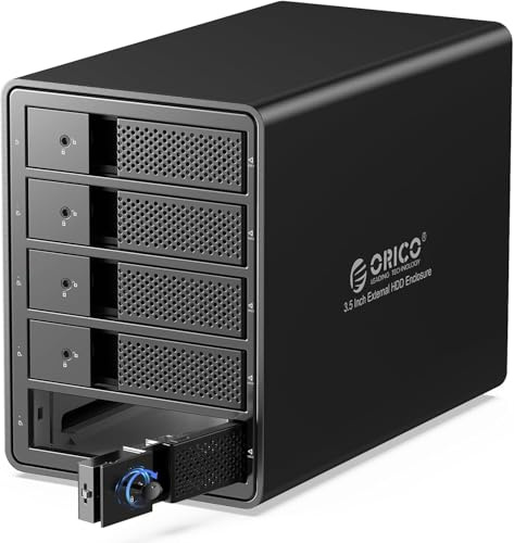 ORICO RAID Case Esterno per Disco Rigido USB3.0, Alluminio 5 Baia Custodia per 3,5 Pollici SATA HDD/SSD, Supporto RAID 0/1/5/10, 5x16TB(9558RU3)