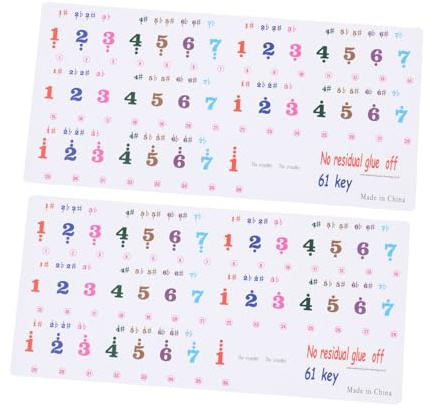 Mikinona 2 Sheets Transparent Piano Keyboard Stickers Self-Adhesive Decals for Beginners Overlay Labels Easy to Install and Remove Anti-Sweat Keyboard Decal for
