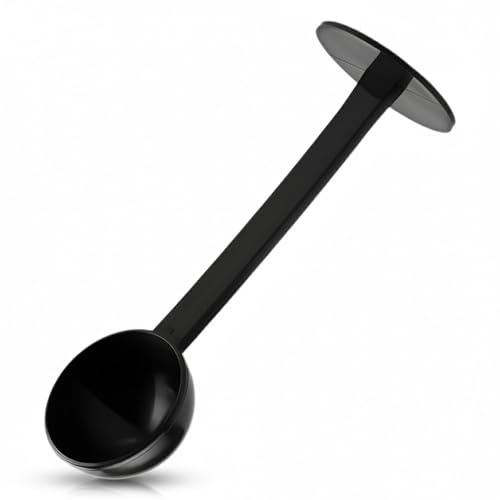 Hopzab 2-in-1 Coffee Scoop & Tamper – Black Plastic Dual-Purpose Tool for Barista, Espresso & Filter Powder Measuring and Pressing