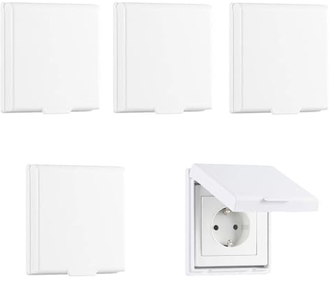 Lot de 4 cache-prises de courant - Blanc - Protection étanche - Pour la salle de bain, le jardin, la cuisine