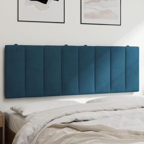 Owoxanthellate Kopfteil-Kissen Hanko Blau 120 x 45 cm Samt mit Reißverschluss komfortable Rückenlehne für Bett und WandMontage Modernes Design für Schlafzimmer Gästezimmer Jugendzimmer