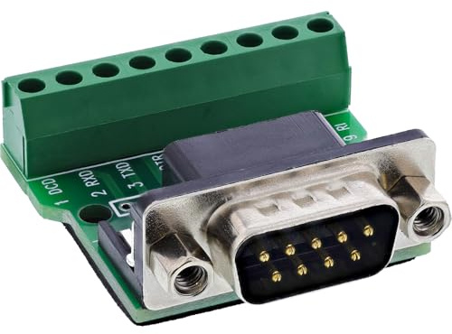 InLine Terminalblock mit D-Sub 9 Stecker, Schraubklemmen, kompakt, mit Schraubsicherung, ideal für RS232 Verdrahtung, DIY & Industrieanwendungen, 92501D