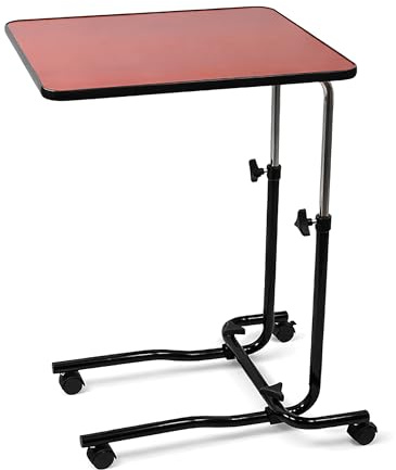 Aidapt Canterbury Multi-Table Height Adjustable Overbed Table with Tilt Top (0–45°), Wheeled Mobile Side Table, 550x410mm Surface, Home & Bedroom Use
