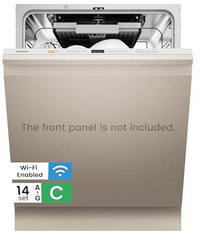 COMFEE' Fully Integrated Dishwasher with 14 Place Settings, Wi-Fi Connected, 47dB Low Noise, Built-in Dishwasher with Rapid Wash, Half-load, Auto Door Open Drying-CDWPF1415P-UK