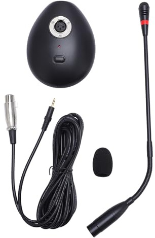 PLKYZMCDK Microphone à condensateur à col de Cygne, Microphone cardioïde de Bureau pour conférences, réunions et séminaires, Hauteur réglable avec connecteur XLR et Interrupteur à Un Seul bo