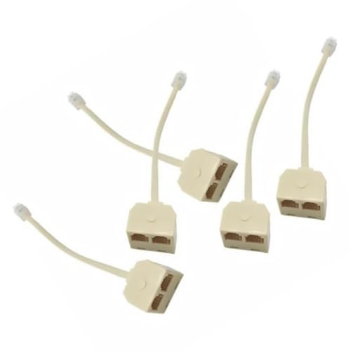JOINPAYA Répartiteur RJ11 Bidirectionnel 1 vers 2, Kit 5 Câbles Plastique 4 Conducteurs, Adaptateur Mâle Femelle, Usage Téléphonique Fixe, Sonnerie Simultanée