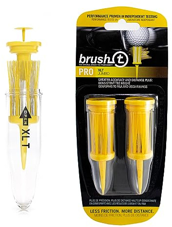 Brush T Premium Plastic Golf Tees, Consistent Height, Perfect Golf Gift for Men and Women. Golf Tees, Works With Any Golf Ball