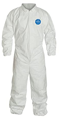 DuPont Tyvek 400 Disposable Protective Coverall with Elastic Wrists and Ankles, White, X-Large, 25-Pack