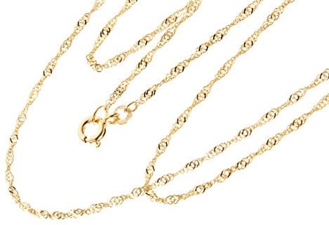Singapurkette 333 Gold Damen 90cm I filigrane Goldkette Damen 1,8mm Stärke hochglanz I Echtgold Halskette Frauen mit Federring Verschluss