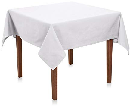 Tischdecke Uni Polyester - Einfarbig, Pflegeleicht, Bügelfrei, Tischtuch, Tischwäsche, Privat, Restaurant, Hotel, Handgefertigt, Made in Europa (Weiß, 130x220 cm)