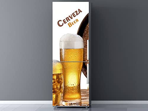 Pegatinas Vinilo para Frigorífico Caña cerveza | Varias Medidas 185 x 70 cm | Adhesivo Resistente y de Fácil Aplicación | Pegatina Adhesiva Decorativa de Diseño Elegante
