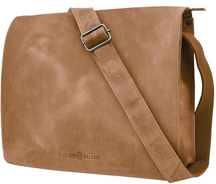 ANTONIO VALERIA Herren Albert Kuriertasche, Crazy Horse Cognac