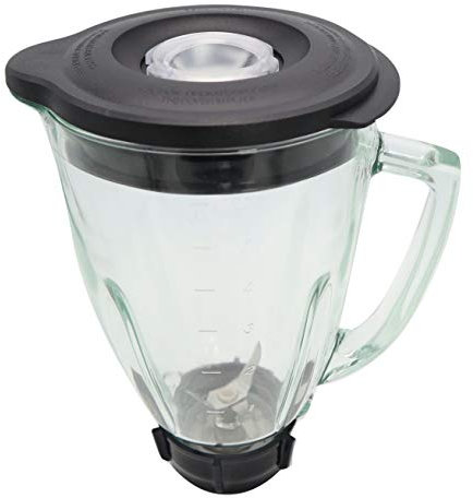 Blendin 6 Cup Round Glass Jar Assembly With Blade, Gasket, Base, Lid. Compatible with Oster Blenders