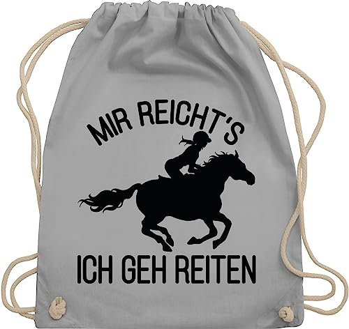 Turnbeutel Rucksack - Pferde - Taschen - Mir reichts ich geh reiten - Unisize - Hellgrau - reiterzubehör stalltasche pferd pferdeliebhaber horse juterucksäcke reitsport zubehör pferdebeutel