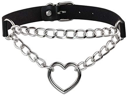 Eigso Punk Leder Halskette für Frauen Vintage Gothic Herz Halsketten Harajuku Emo Stylish Kette Choker