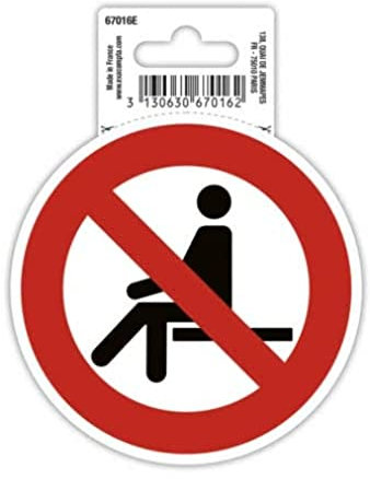 Exacompta 67016E Hinsetzen verboten Klebeschild Ø10cm Rot-Weiß aus UV-beständigem PVC Hinweisschild Schilder Warnhinweis Sticker Aufkleber Türschild