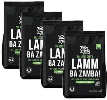 Tales & Tails Lamm Ba Zamba Halbfeuchtes Trockenfutter für Hunde | Getreidefrei | Mit 75% Lamm Als Tierische Proteinquelle | Nur 6 Zutaten | Hohe Verträglichkeit | 4X 4kg