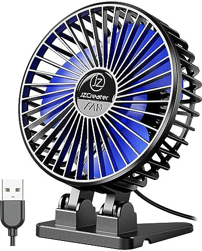 JZCreater Ventilatore da scrivania USB, mini ventilatore da 5 pollici, ventola di raffreddamento regolabile a 3 velocità, rotazione forte vento, silenzioso ventilatore personale per casa, ufficio,