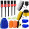 Yumzeco 16Pcs Lot de Brosse Nettoyage Voiture,Pinceau Detailing Auto,Kit de Brosse Nettoyage Voiture Interieur Exterieur,Brosse Nettoyage Perceuse Électrique,Brosse de Jante Voiture Nettoyage de Roue