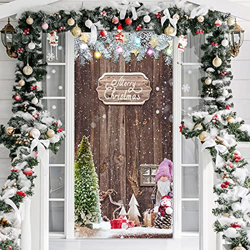 Irenare Weihnachten Tür Dekoration Merry Christmas Stoff Glitzer Holz Requisiten Thema Schneeflocke Wickeln Hängende Dekoration