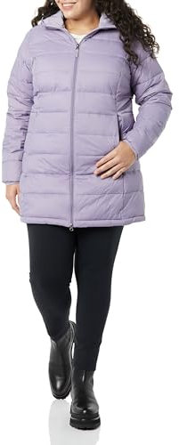 Amazon Essentials Piumino Lungo con Cappuccio Ripiegabile, Leggero e Impermeabile (Disponibile in Taglie Forti) Donna, Dusty Grape, XL