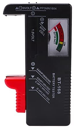 VooGenzek BT-168 Tester per Batterie Analogico, Battery Tester, Tester del Livello di Durata Della Batteria, per Batterie a Bottone AA, AAA, C, D, 9V, 1.5V