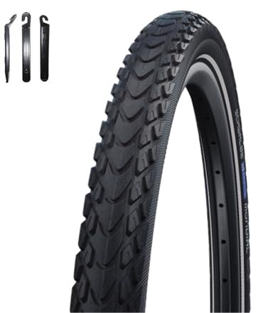 maxxi4you 1 x Schwalbe Marathon Mondial Performance Fahrradreifen RaceGuard E-50 Schwarz/Reflex 42-622 (28 x 1.60) inkl. maxxi4you Reifenheber