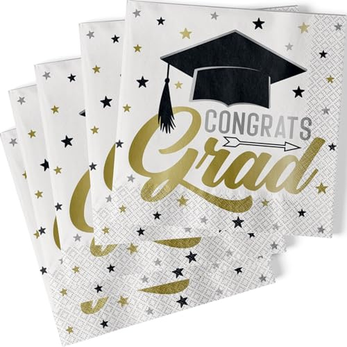 Unique Stars & Caps Graduation Lunch Paper 2PLY Napkins Serviettes (16pkt)