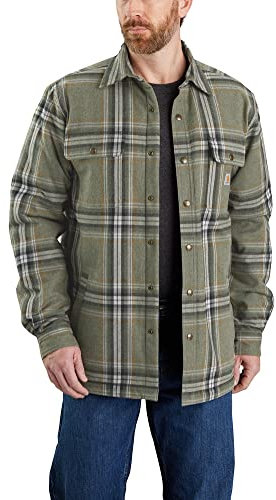 Carhartt Camicia a maniche lunghe da uomo Flannel Sherpa Lined Shirt, Basilico, S plus