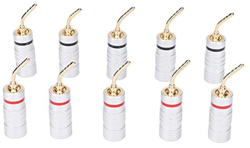Annadue 10 Stück Bananenstecker, 24 Karat Vergoldeter Nadeltyp 2 Mm Lautsprecherkabelverbinder für Federklemmen, Lautsprecherkabelklemmen, Lautsprecherkabel Usw