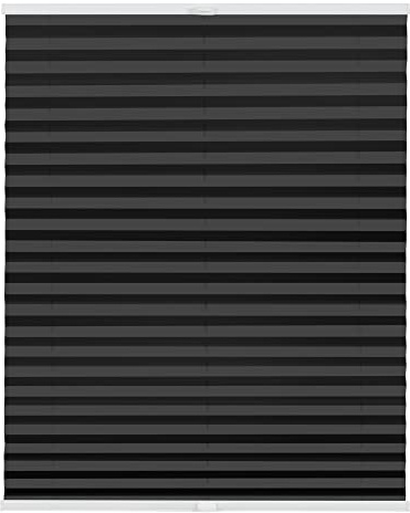 Lichtblick Plissee Klemmfix nach Maß, ohne Bohren, verspannt, Hitzeschutz, Blickdicht, Made in Germany, Thermoplissee - Schwarz 90 cm x 130 cm (B x L)