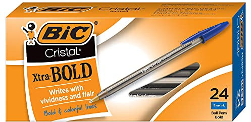 BIC Cristal Xtra Bold Ballpoint Pen, Bold Point (1.6mm) For Vivid And Dramatic Lines, Blue, 24-Count (Pack of 18, 432 Count Total)